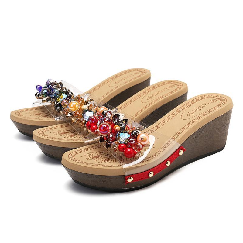 Dames Strass Transparante Pantoffels