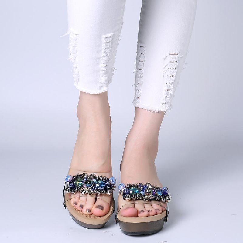 Dames Strass Transparante Pantoffels