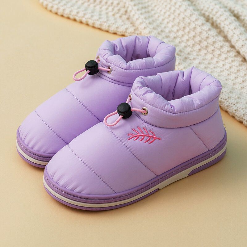 Dames Warm Pluche Waterdichte Elastische Band Indoor Slippers