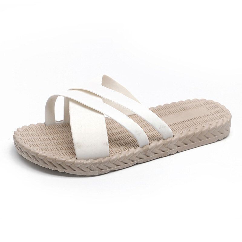 Dames Zachte Zool Effen Kleur Cross Strap Thuis Schoenen Slippers