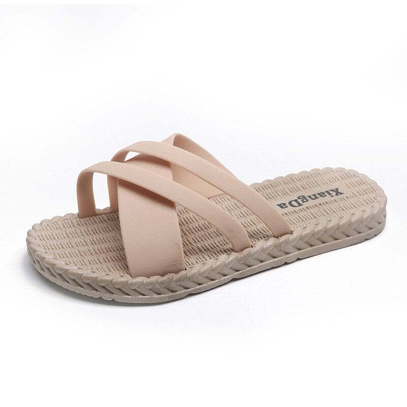 Dames Zachte Zool Effen Kleur Cross Strap Thuis Schoenen Slippers