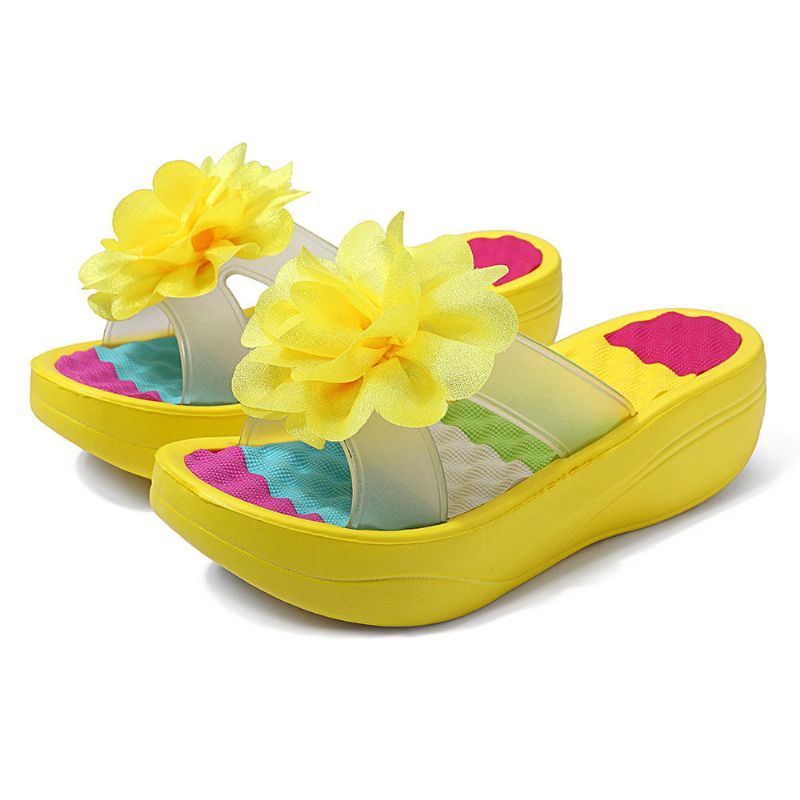 Dames Zomer Slippers Slippers Platform Bloemen Schoenen