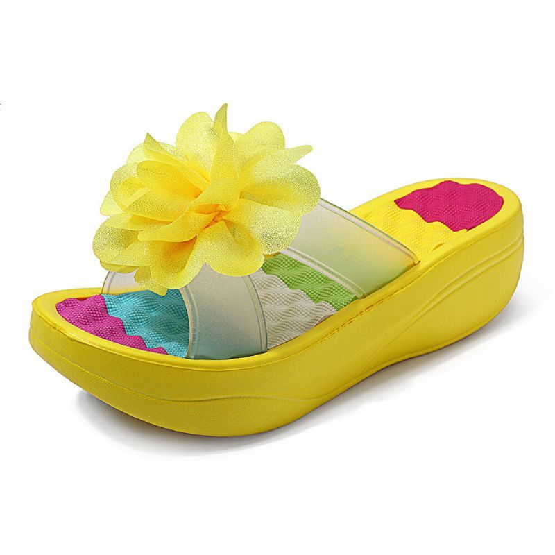 Dames Zomer Slippers Slippers Platform Bloemen Schoenen