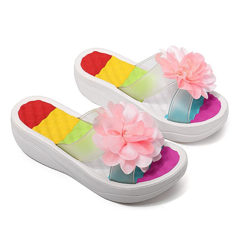 Dames Zomer Slippers Slippers Platform Bloemen Schoenen