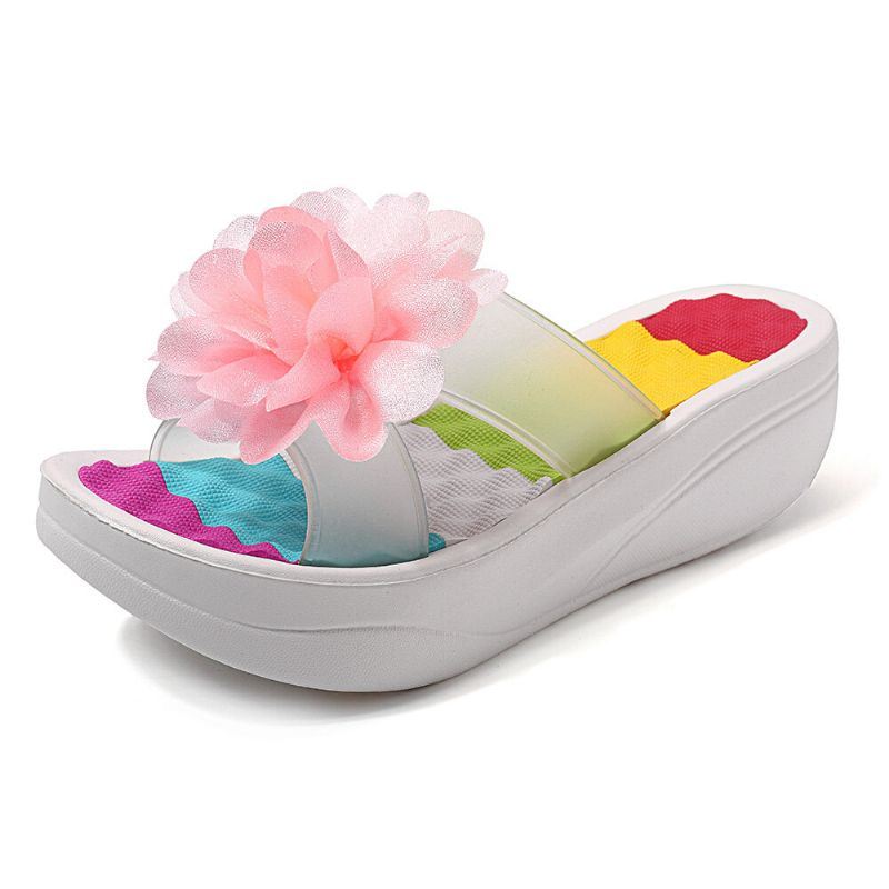 Dames Zomer Slippers Slippers Platform Bloemen Schoenen