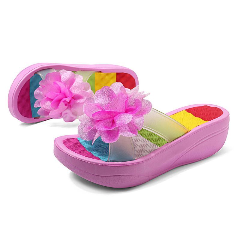 Dames Zomer Slippers Slippers Platform Bloemen Schoenen