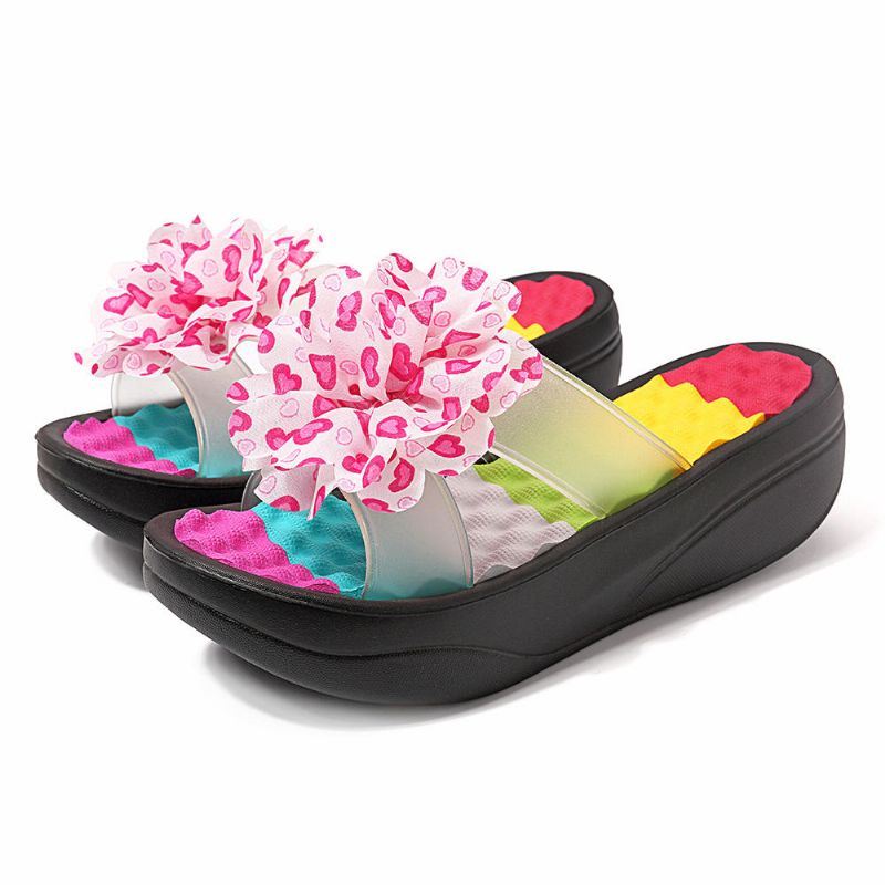 Dames Zomer Slippers Slippers Platform Bloemen Schoenen