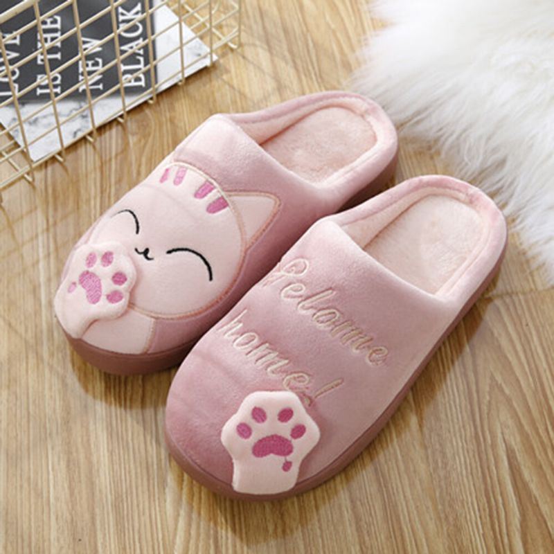 Grote Maat Dames Leuke Kat Decor Warme Slingback House Slippers