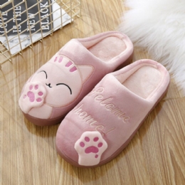 Grote Maat Dames Leuke Kat Decor Warme Slingback House Slippers