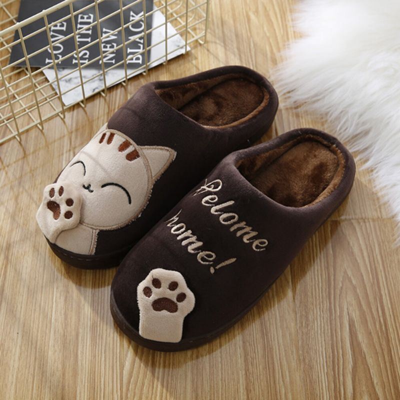 Grote Maat Dames Leuke Kat Decor Warme Slingback House Slippers