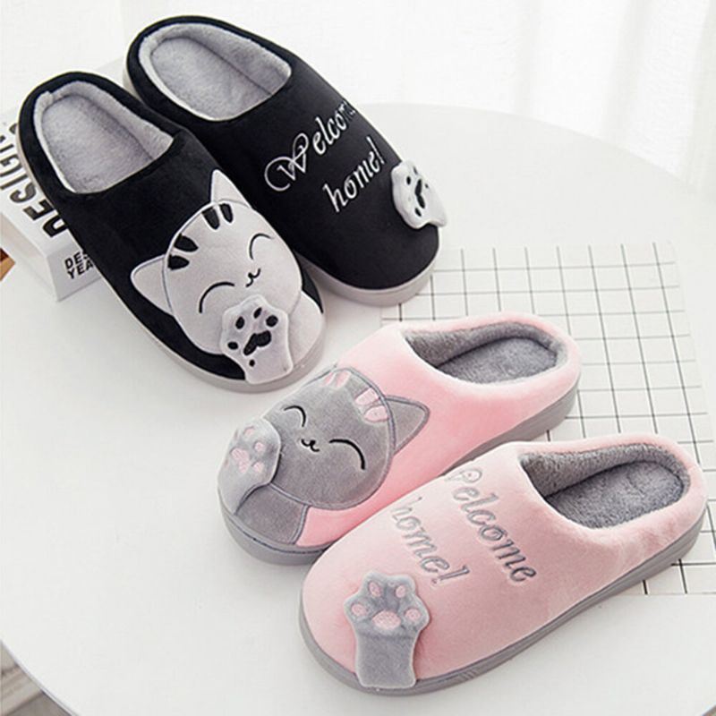 Grote Maat Dames Leuke Kat Decor Warme Slingback House Slippers