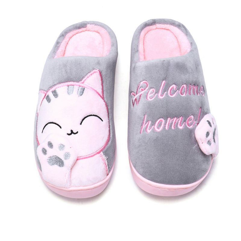 Grote Maat Dames Leuke Kat Decor Warme Slingback House Slippers