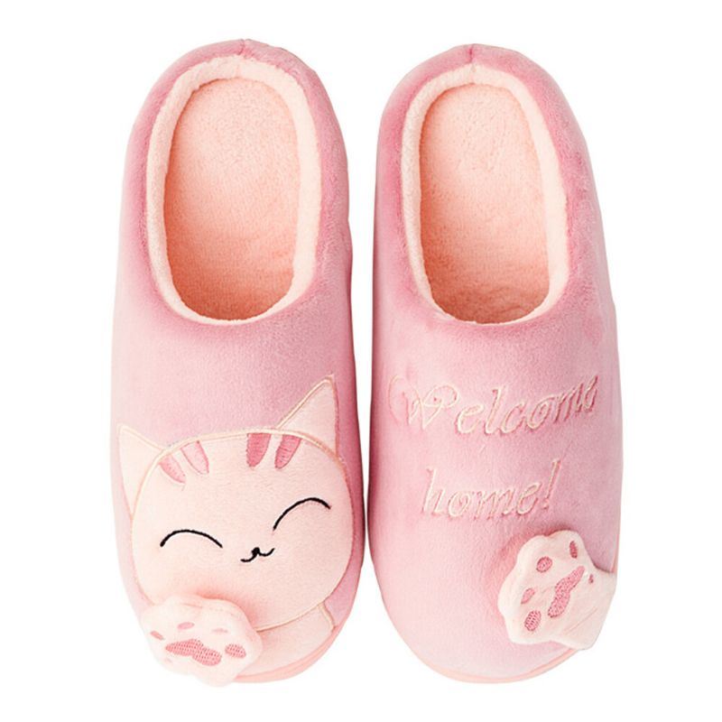 Grote Maat Dames Leuke Kat Decor Warme Slingback House Slippers