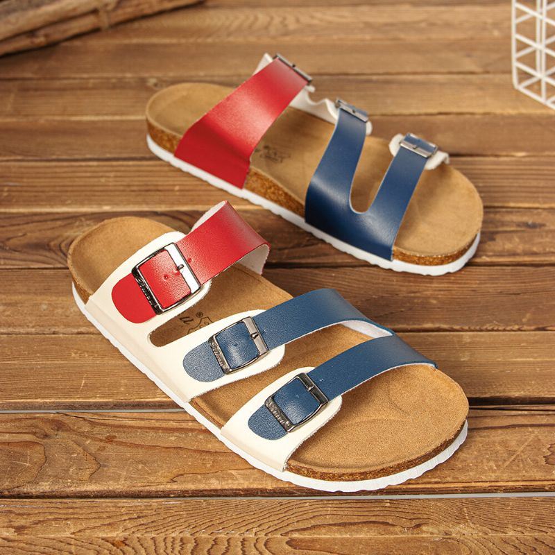 Heren Ademend Antislip Cork Bodem Geopend Strand Casual Slide Slipper