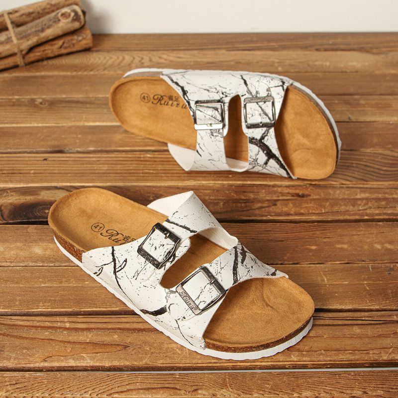 Heren Ademend Geopend Antislip Cork Bodem Strand Casual Slide Slippers