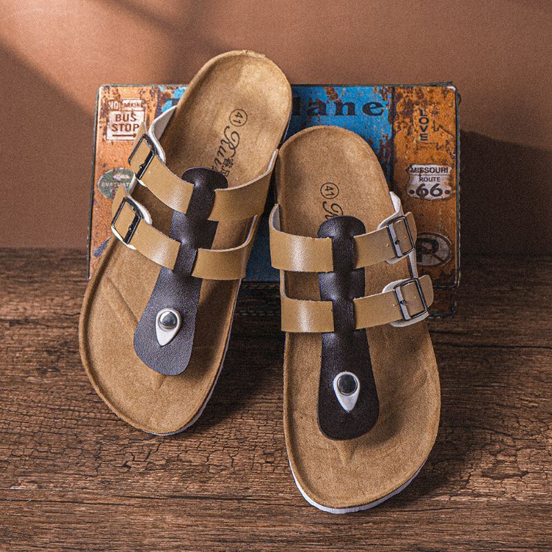 Heren Ademende Antislip Cork Bodem Strand Slippers Casual Slippers