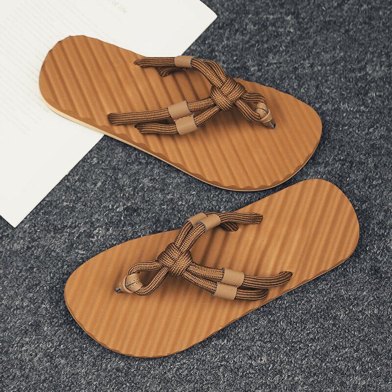 Heren Ademende Geweven Veters Zachte Bodem Antislip Comfortabele Slippers Casual Slippers