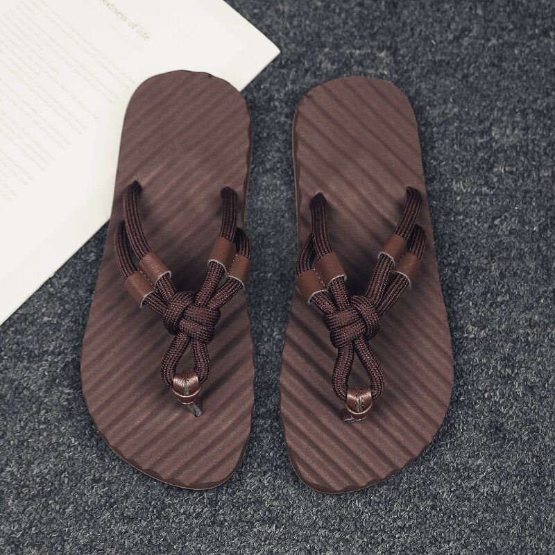 Heren Ademende Geweven Veters Zachte Bodem Antislip Comfortabele Slippers Casual Slippers