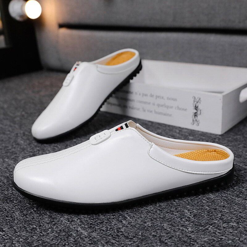 Heren Ademende Zachte Zool Sling Back Antislip Gesloten Teen Casual Leren Slippers