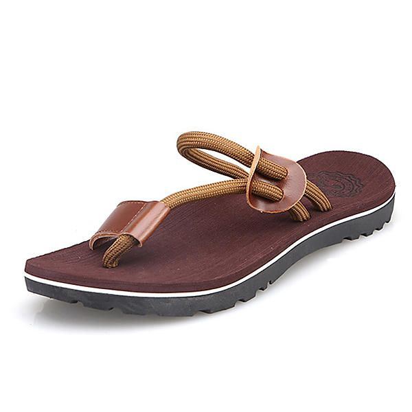 Heren Casual Pu Lederen Clip Toe Slippers Strandschoenen