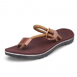 Heren Casual Pu Lederen Clip Toe Slippers Strandschoenen