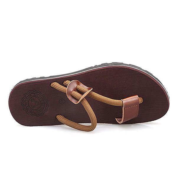 Heren Casual Pu Lederen Clip Toe Slippers Strandschoenen