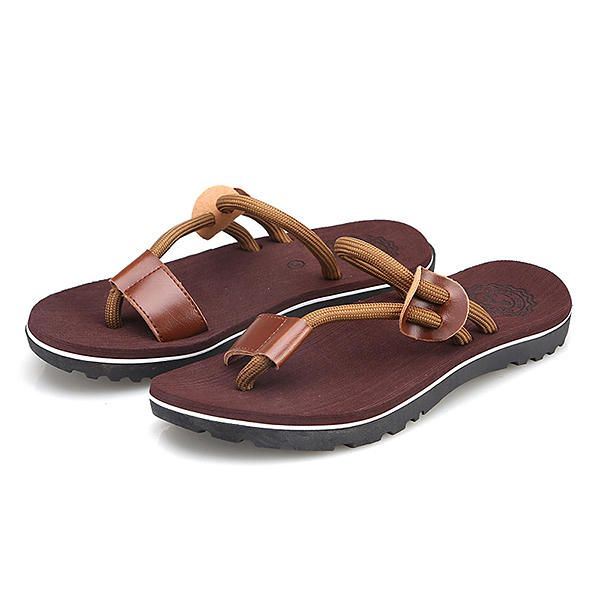 Heren Casual Pu Lederen Clip Toe Slippers Strandschoenen