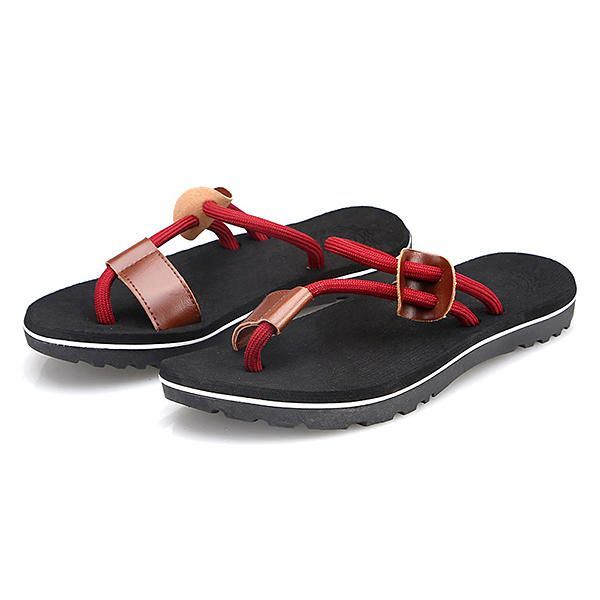 Heren Casual Pu Lederen Clip Toe Slippers Strandschoenen