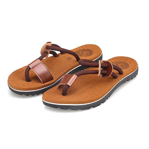 Heren Casual Pu Lederen Clip Toe Slippers Strandschoenen