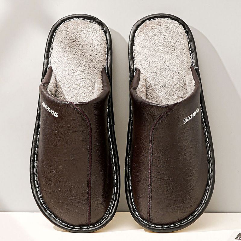 Heren Dikke Zool Pluche Voering Waterdicht Antislip Thuis Winterslippers