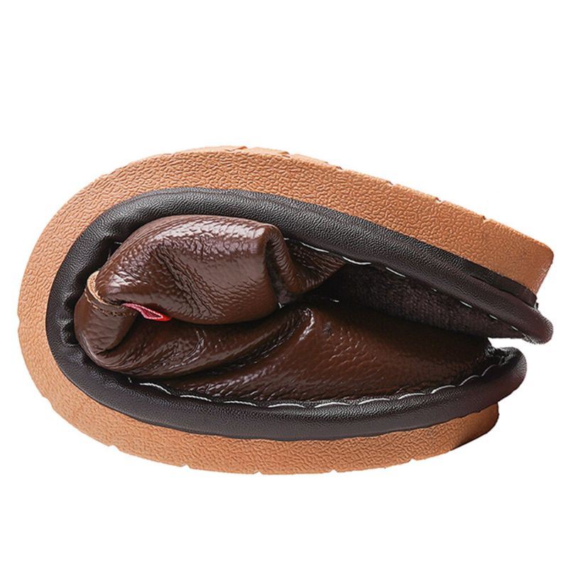 Heren Eerste Laag Koeienhuid Antislip Zachte Zool Comfortabele Thuis Winter Slippers