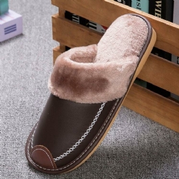 Heren Herfst Winter Leer Antislip Comfortabel Dikker Warm Thuis Indoor Katoenen Slippers