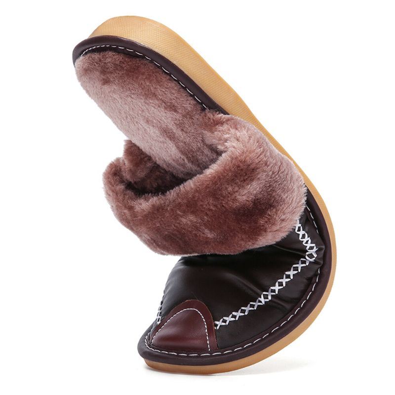 Heren Herfst Winter Leer Antislip Comfortabel Dikker Warm Thuis Indoor Katoenen Slippers