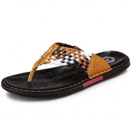 Heren Koeienhuid Ademend Antislip Cliped Slippers Casual Strand Slippers