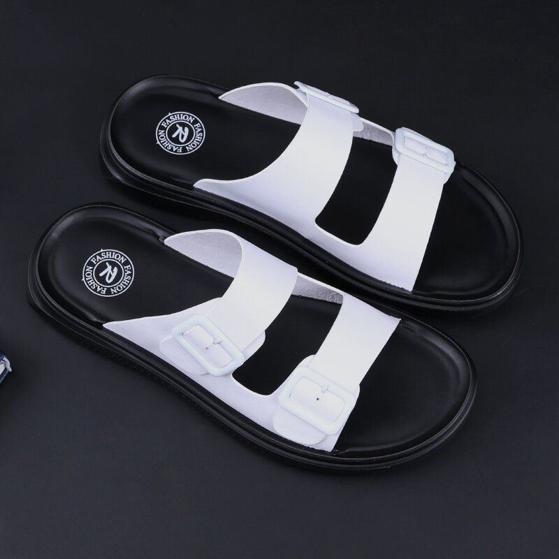 Heren Koeienhuid Casual Comfortabele Zachte Zool Strand Leren Slippers