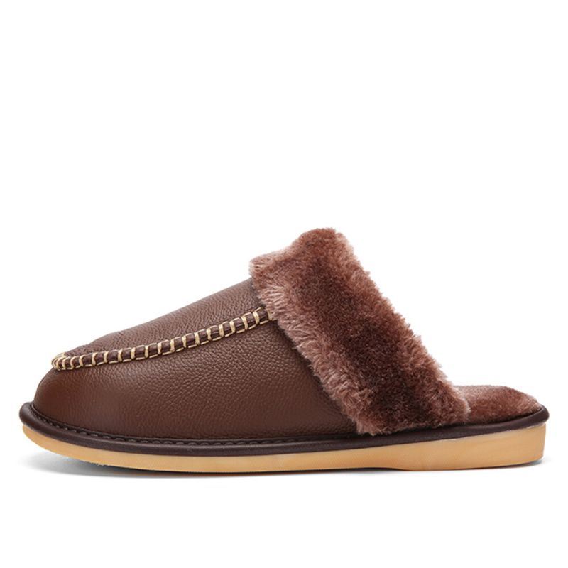 Heren Koeienhuid Dikker Pluche Warme Antislip Zachte Comfortabele Herfst Winter Thuis Katoenen Slippers