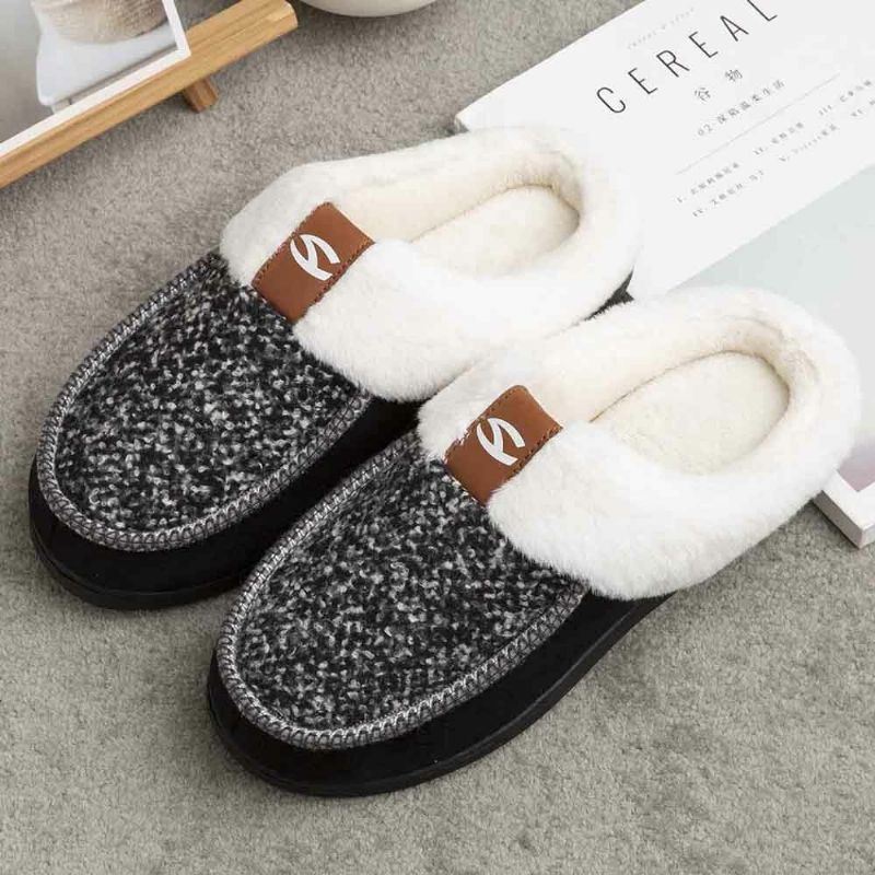 Heren Lamswol Zachte Zool Antislip Plus Fluwelen Dikker Winter Warm Thuis Katoenen Slippers