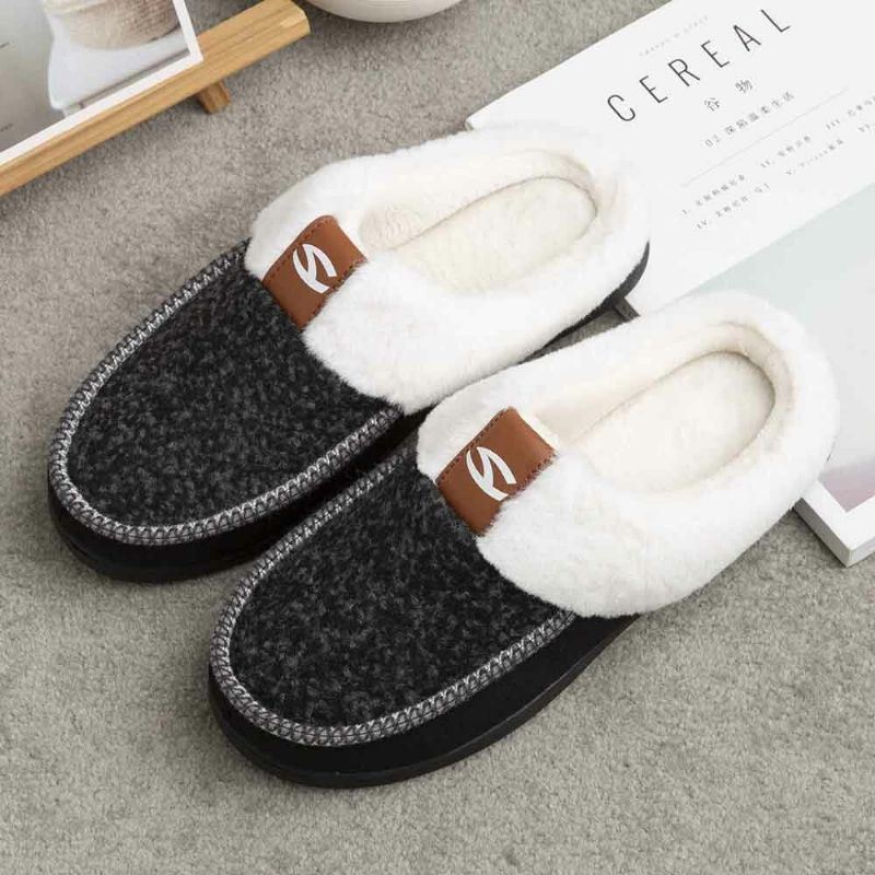 Heren Lamswol Zachte Zool Antislip Plus Fluwelen Dikker Winter Warm Thuis Katoenen Slippers