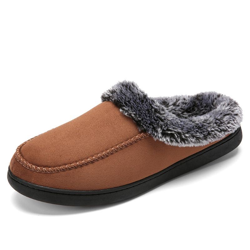 Heren Lamswol Zachte Zool Ronde Kop Plus Fluwelen Dikker Winter Warm Thuis Katoenen Slippers