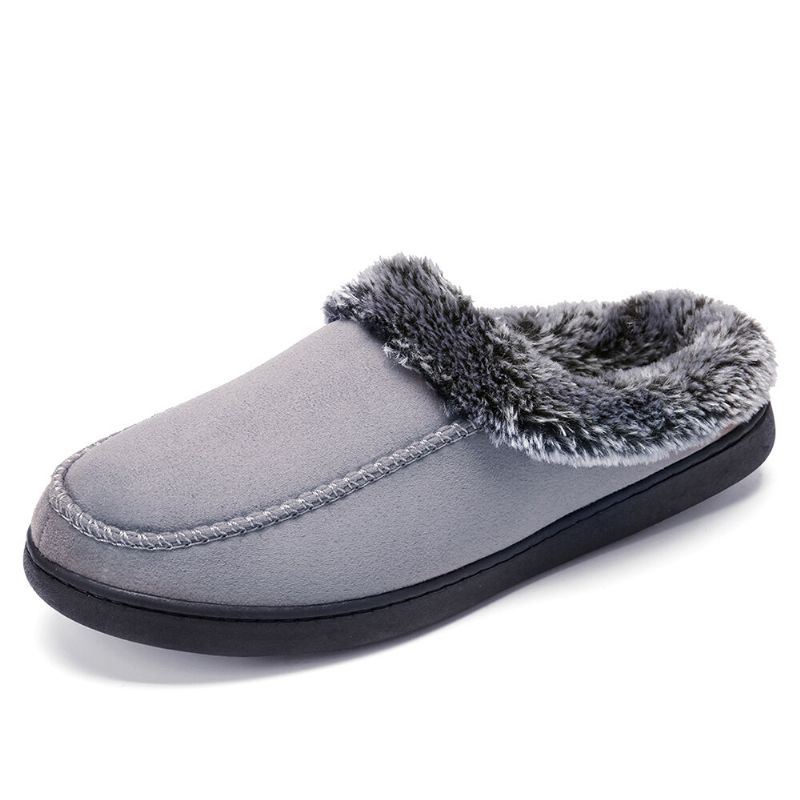 Heren Lamswol Zachte Zool Ronde Kop Plus Fluwelen Dikker Winter Warm Thuis Katoenen Slippers