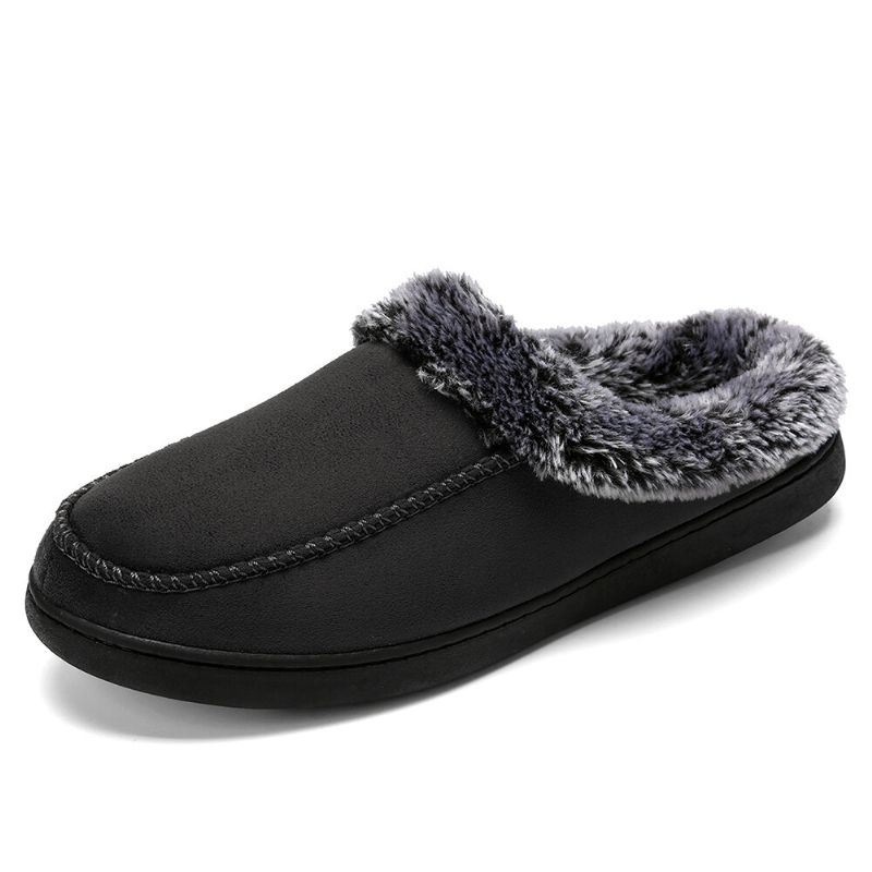 Heren Lamswol Zachte Zool Ronde Kop Plus Fluwelen Dikker Winter Warm Thuis Katoenen Slippers