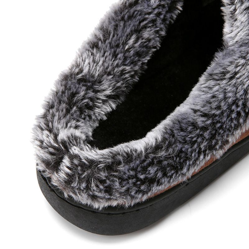 Heren Lamswol Zachte Zool Ronde Kop Plus Fluwelen Dikker Winter Warm Thuis Katoenen Slippers