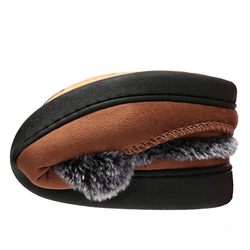 Heren Lamswol Zachte Zool Ronde Kop Plus Fluwelen Dikker Winter Warm Thuis Katoenen Slippers