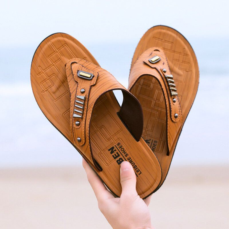 Heren Microfiber Ademende Zachte Bodem Antislip Clip Toe Casual Strandslippers