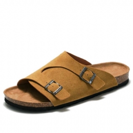 Heren Outdoor Strand Casual Slide Sandalen Pu Lederen Slippers