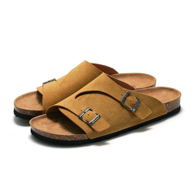 Heren Outdoor Strand Casual Slide Sandalen Pu Lederen Slippers