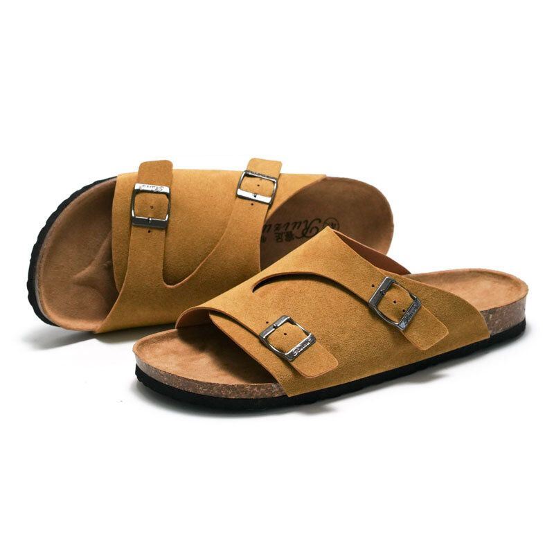 Heren Outdoor Strand Casual Slide Sandalen Pu Lederen Slippers