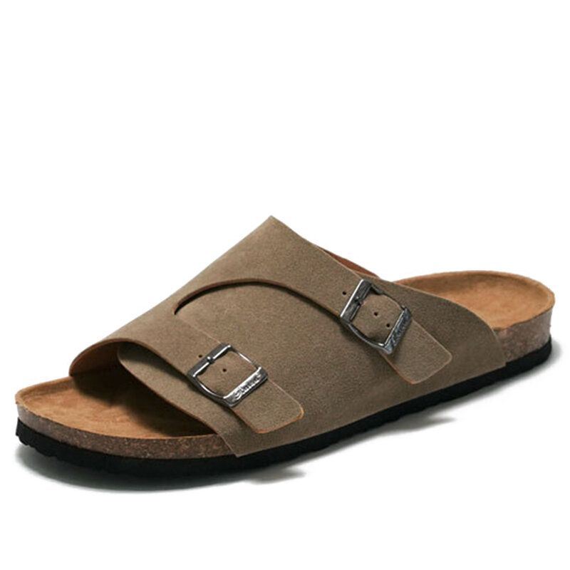 Heren Outdoor Strand Casual Slide Sandalen Pu Lederen Slippers