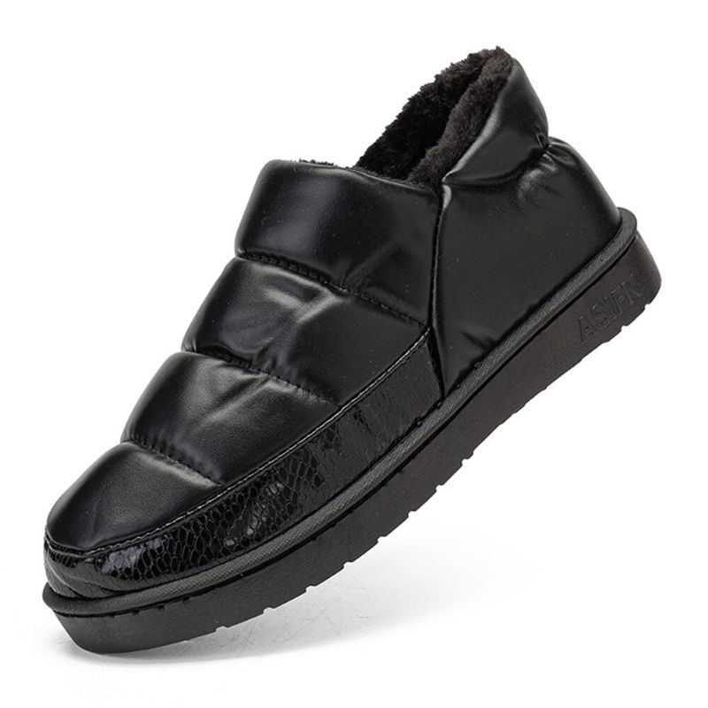 Heren Pu Leer Verhoogde Zolen Antislip Slijtvast Dikker Pluche Warm Thuis Casual Katoenen Slippers