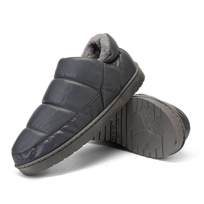 Heren Pu Leer Verhoogde Zolen Antislip Slijtvast Dikker Pluche Warm Thuis Casual Katoenen Slippers